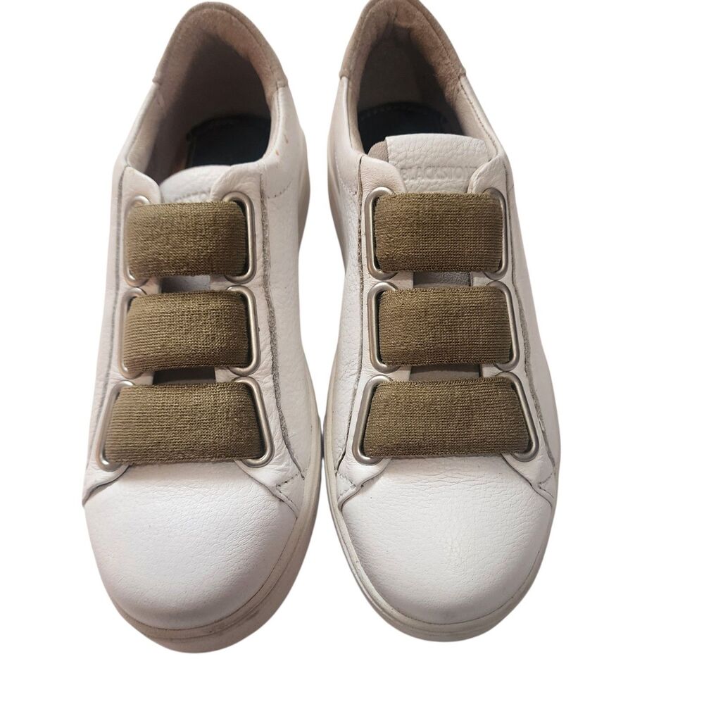 Blackstone White Leather Sneakers Women’s EU 36 US 6 Elastic Strap Casual